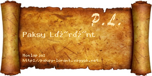 Paksy Lóránt névjegykártya