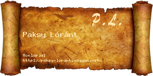 Paksy Lóránt névjegykártya