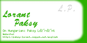 lorant paksy business card